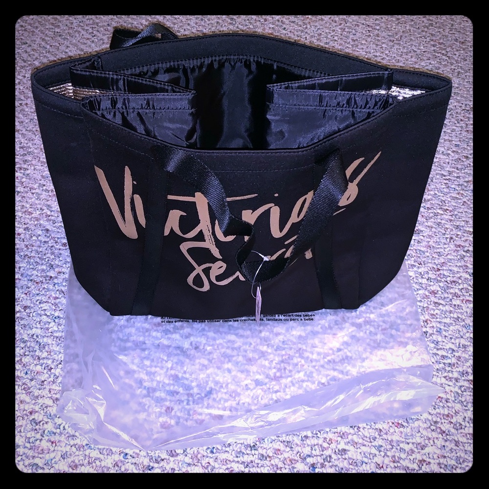 New Victoria Secret Cooler Black Gold Wine Tote